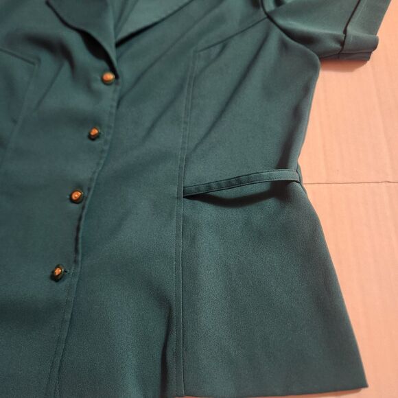 CHADWICKS Teal Green Short Sleeve Overblouse Vintage Womens Size 12 - Picture 7 of 8